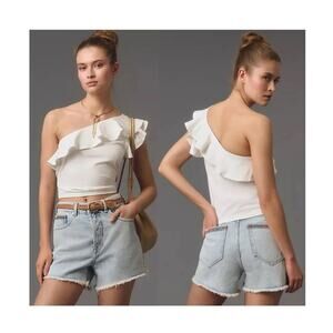 Anthropologie Maeve One-Shoulder Ruffle Top